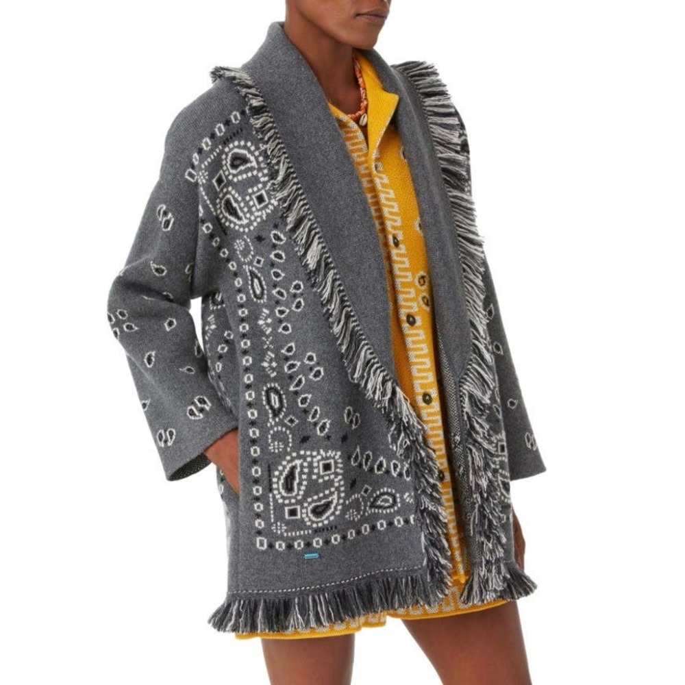 Alanui Bandana Jacquard Icon Cardigan Dark Grey M/L